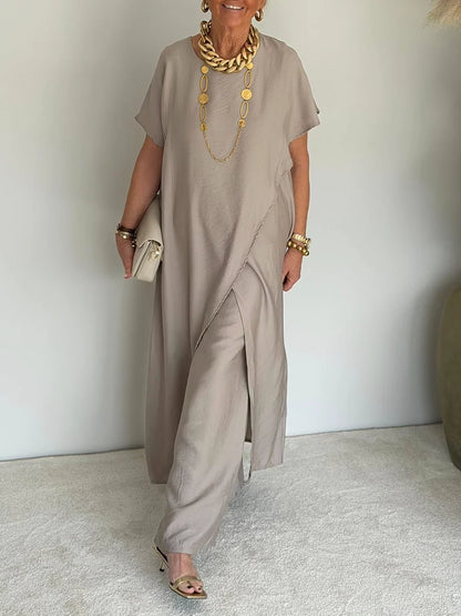 ÉLONIA™ – Asymmetrical Tunic & Wide-Leg Set