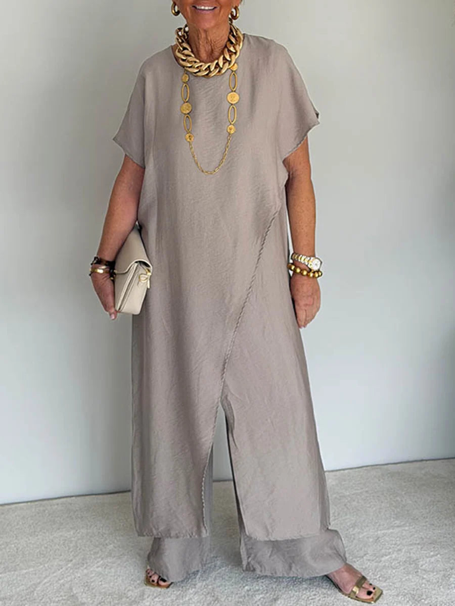 ÉLONIA™ – Asymmetrical Tunic & Wide-Leg Set