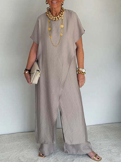 ÉLONIA™ – Asymmetrical Tunic & Wide-Leg Set
