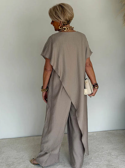ÉLONIA™ – Asymmetrical Tunic & Wide-Leg Set
