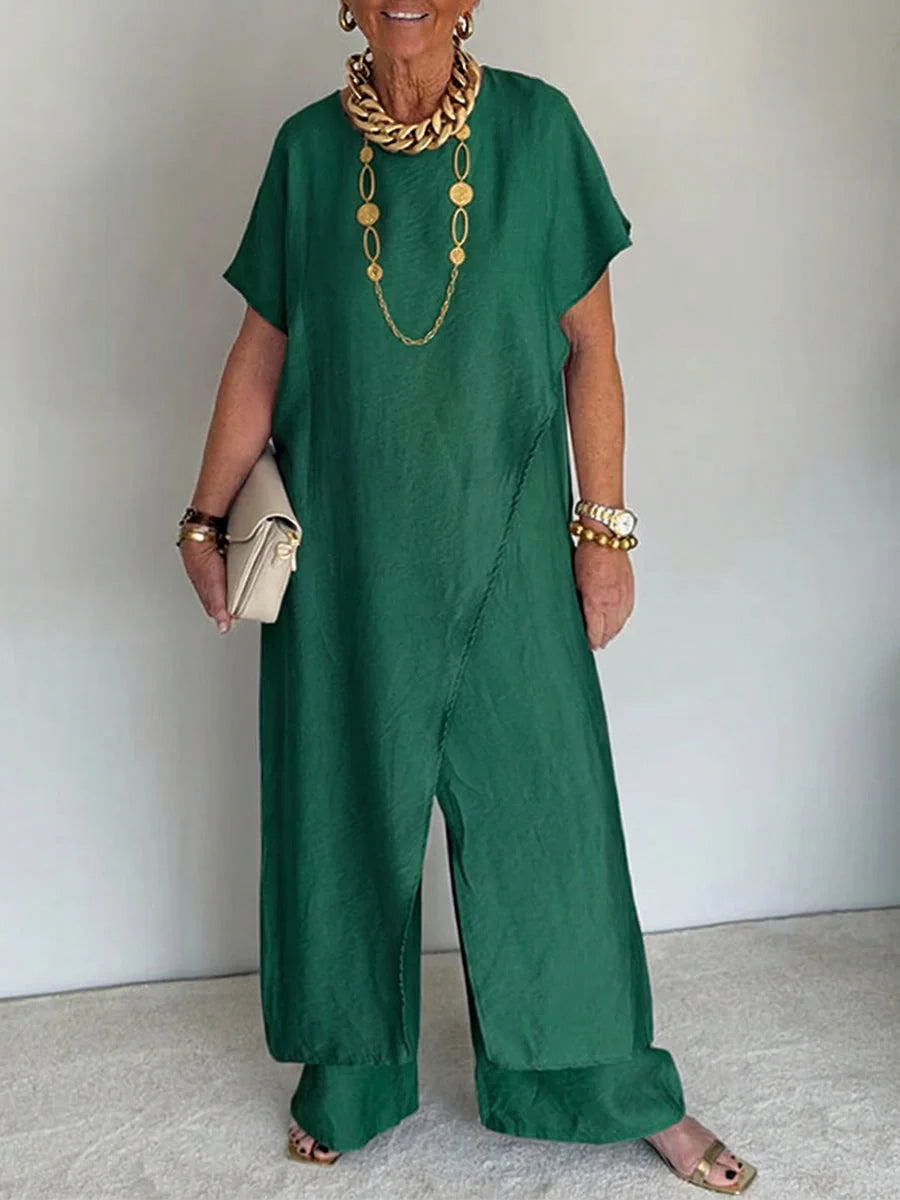 ÉLONIA™ – Asymmetrical Tunic & Wide-Leg Set