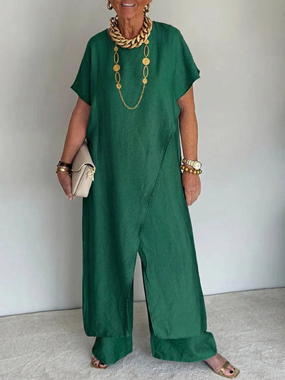 ÉLONIA™ – Asymmetrical Tunic & Wide-Leg Set