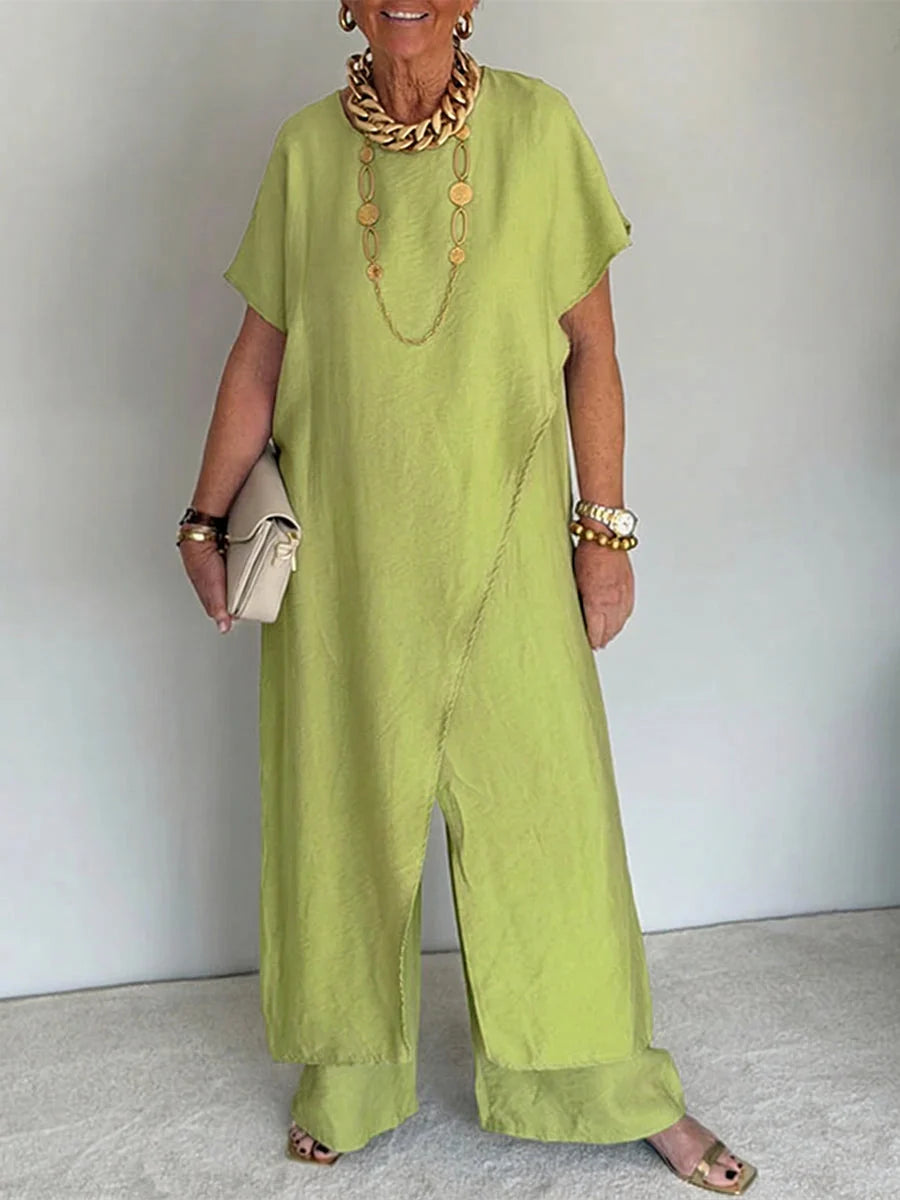 ÉLONIA™ – Asymmetrical Tunic & Wide-Leg Set