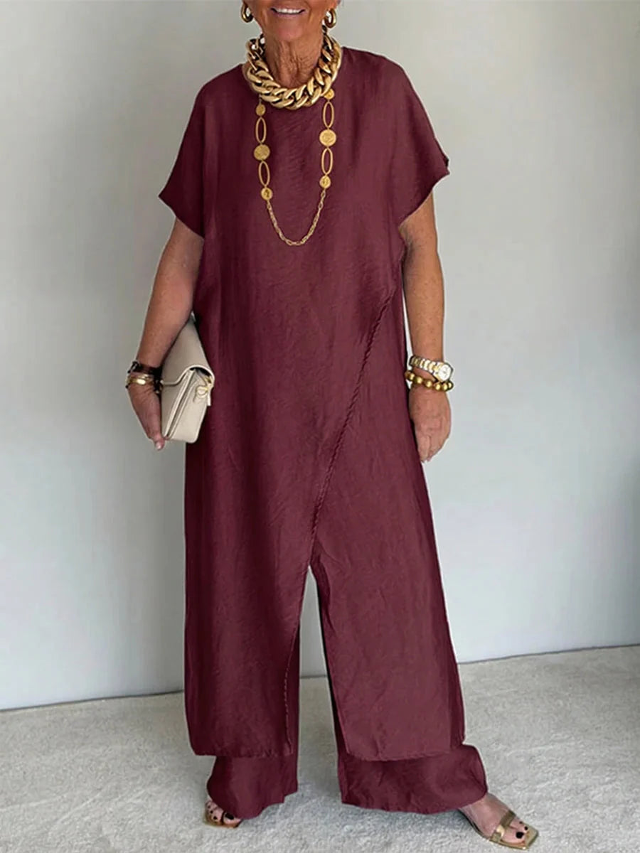 ÉLONIA™ – Asymmetrical Tunic & Wide-Leg Set
