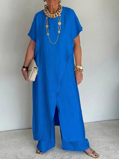 ÉLONIA™ – Asymmetrical Tunic & Wide-Leg Set