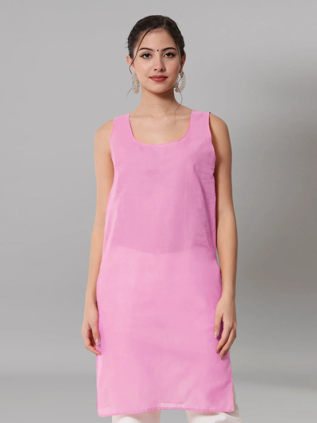 Women Hand Embroidered Chikankari Georgette Straight Kurta with Matching Slip- PC3545 Pink